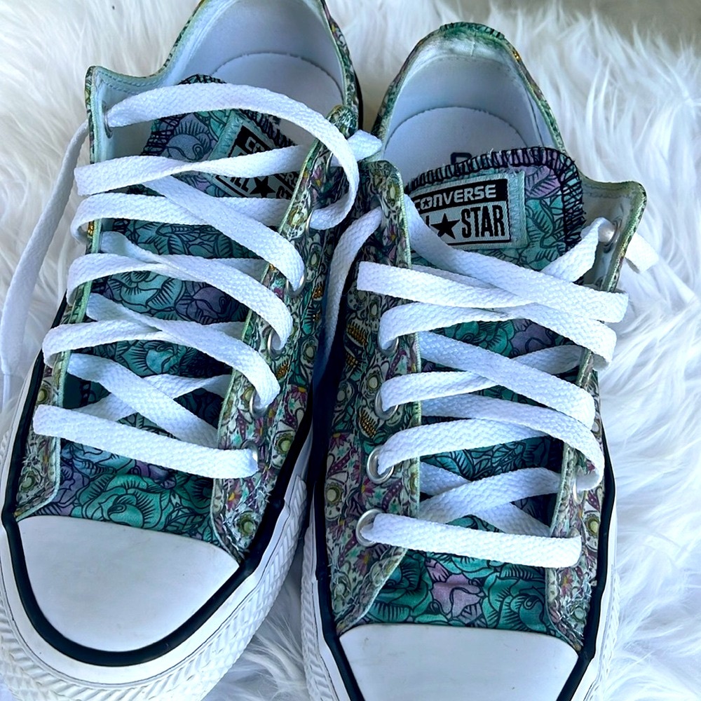 Pre-owned Converse All Star Floral Lace Up Athletic Shoes. Size 7 - Picture 10 of 13